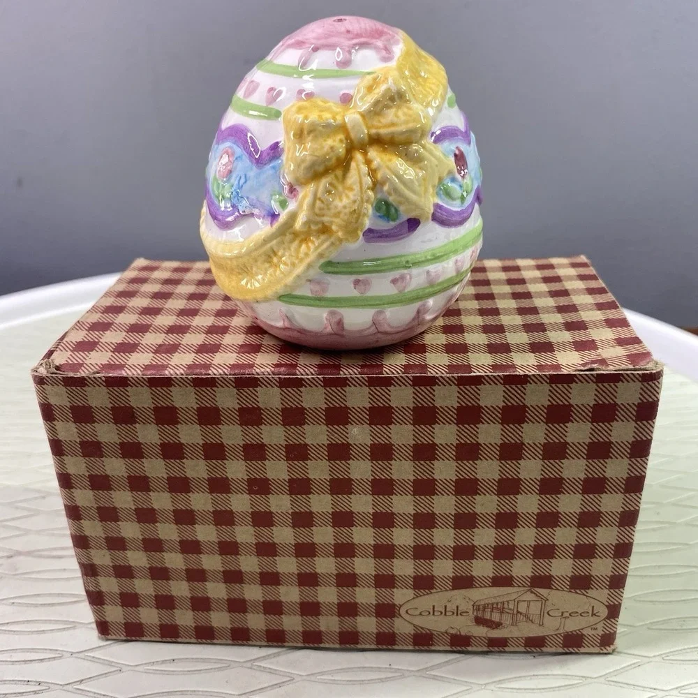 Cobble Creek Easter Egg Salt‎ Or Pepper Shaker pink purple yellow w/box-only 1